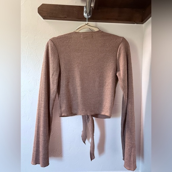 Wishlist Brown Cardigan Open Tie Front Small NWOT - Picture 3 of 6